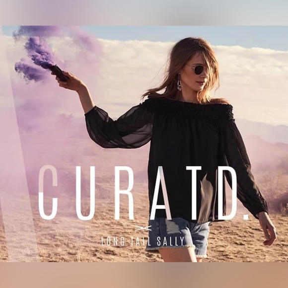 Black Off-The-Shoulder Sheer Blouse || LONG TALL SALLY || US6 - Picture 1 of 6